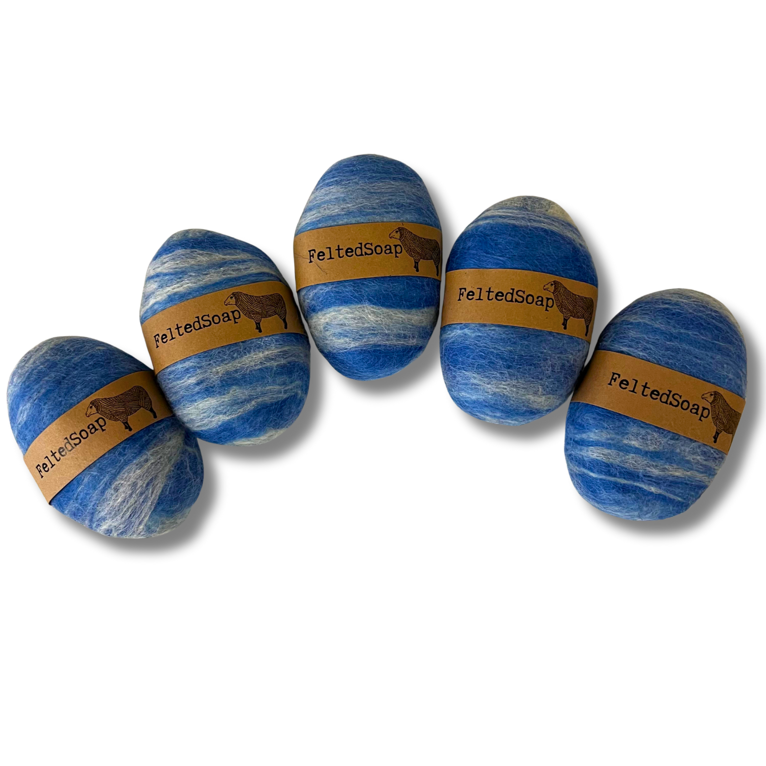 Twisted Purl LLC - Wholesale Bar Soap - Felted Soap Single Blend LIGHT BLUE & WHITE 6 Pack Fun Gift1