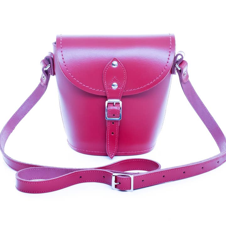 Handmade Leather Barrel Bag - Magenta for wholesale by Zatchels