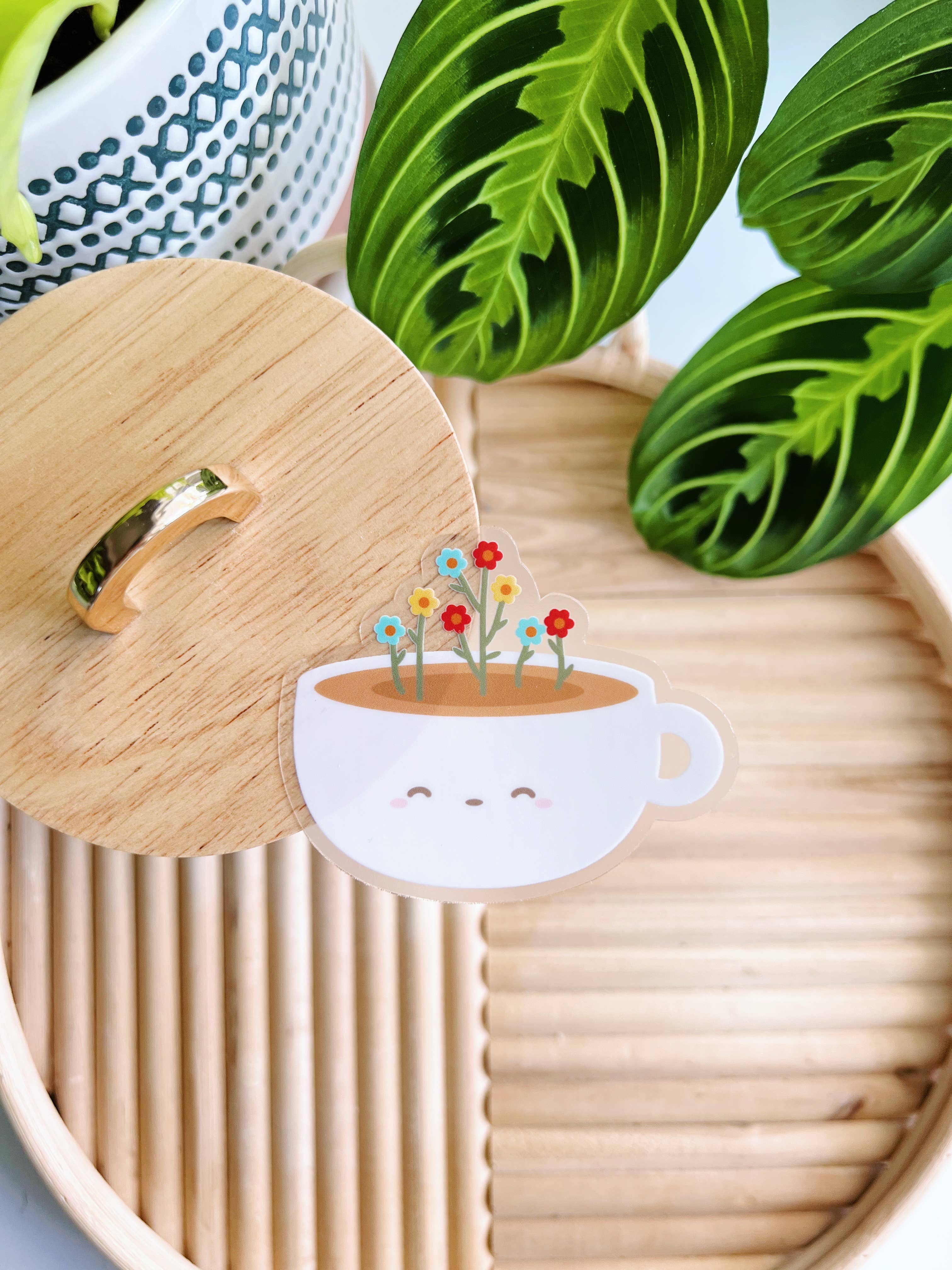 Matcha Paper Co. - Wholesale Sticker - Bloom Latte Cups Clear Vinyl Stickers2