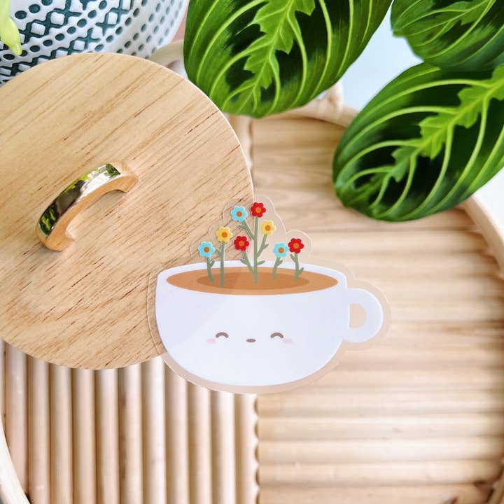Matcha Paper Co. - Wholesale Sticker - Bloom Latte Cups Clear Vinyl Stickers2
