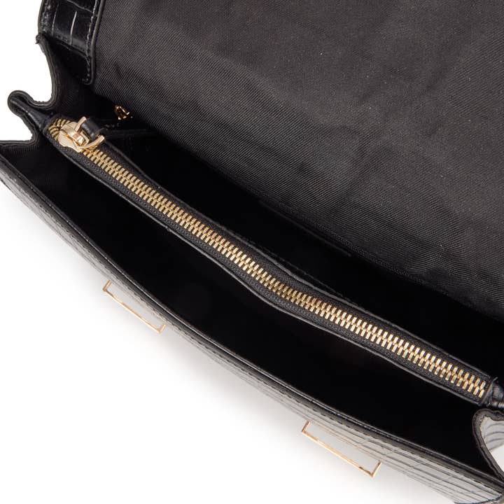 Satchel-Sealed With A Kiss Croco Black for wholesale on Faire2