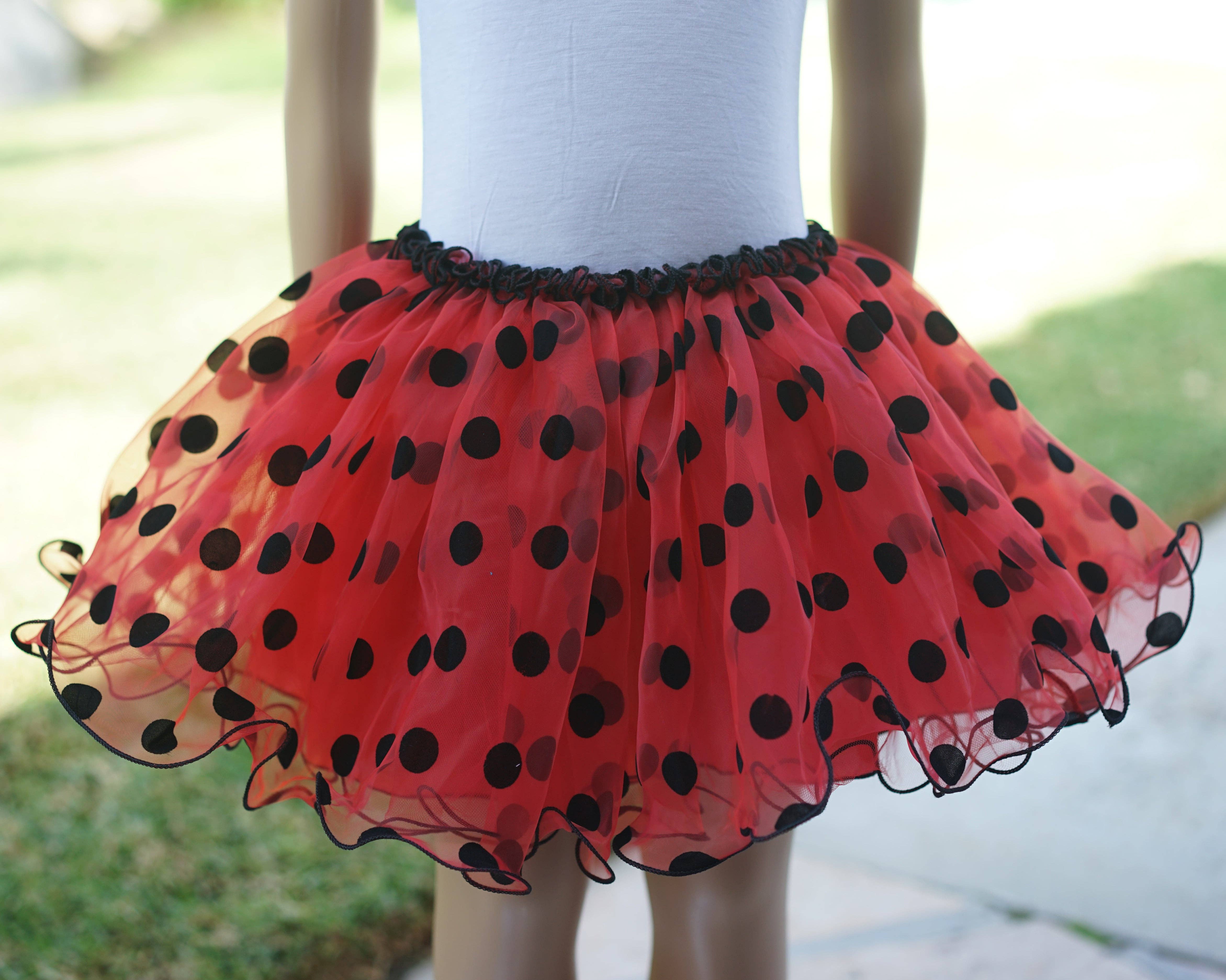 Wenchoice – wholesale Tutu – Child – Red/Black Polka Dot Lady Bud Organdy Tutu Skirt0