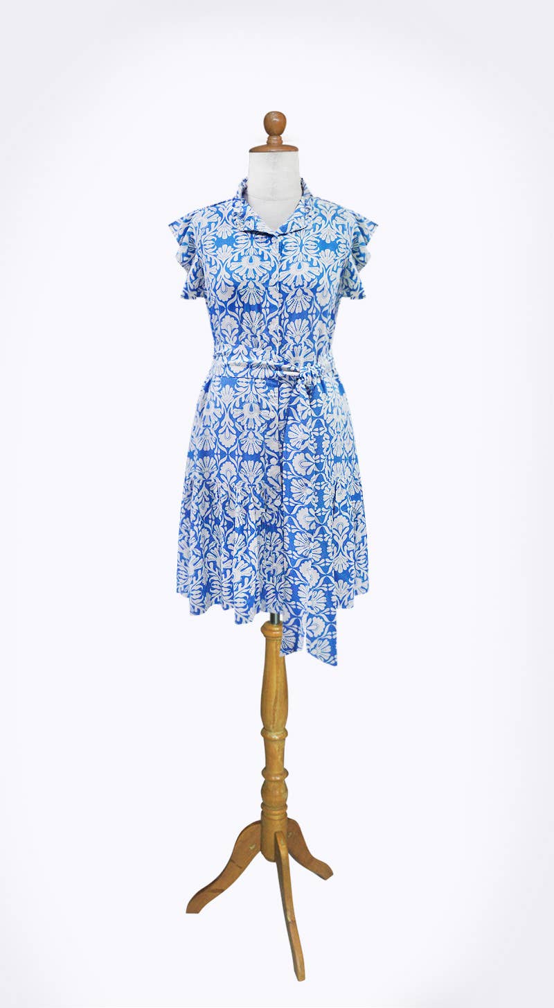 La Mer Luxe – wholesale Klänning - Dam – Cassie Klänning Fladdrande Ärmar och Volangkrage Smickrande Höst11