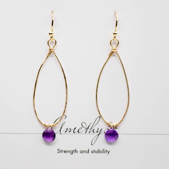 Amethyst Linden Gold Earrings for wholesale by Susan Roberts Jewelry