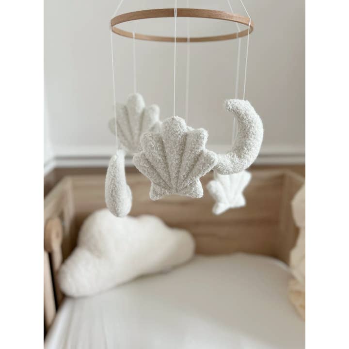 Edie & Joe - Wholesale Baby Mobile - Micro Boucle Shell & Moon Mobile Nursery Decor