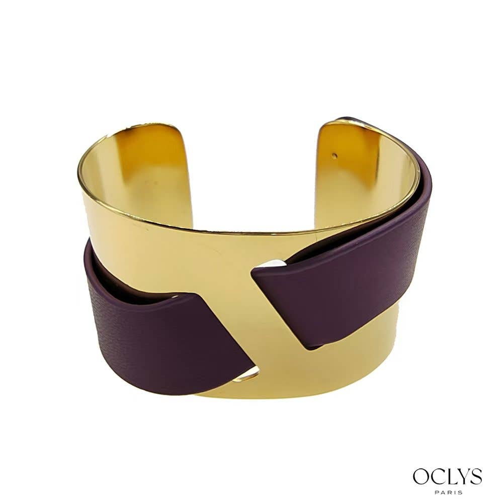 Oclys - Vente Bracelet manchette - Bracelet jonc en acier inoxydable avec PU Nila1