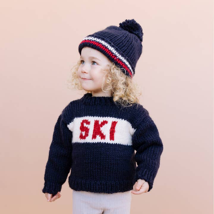The Blueberry Hill - Wholesale Knit Sweater - Kids - Ski Sweater, Navy Baby & Kids Snow Winter Pullover