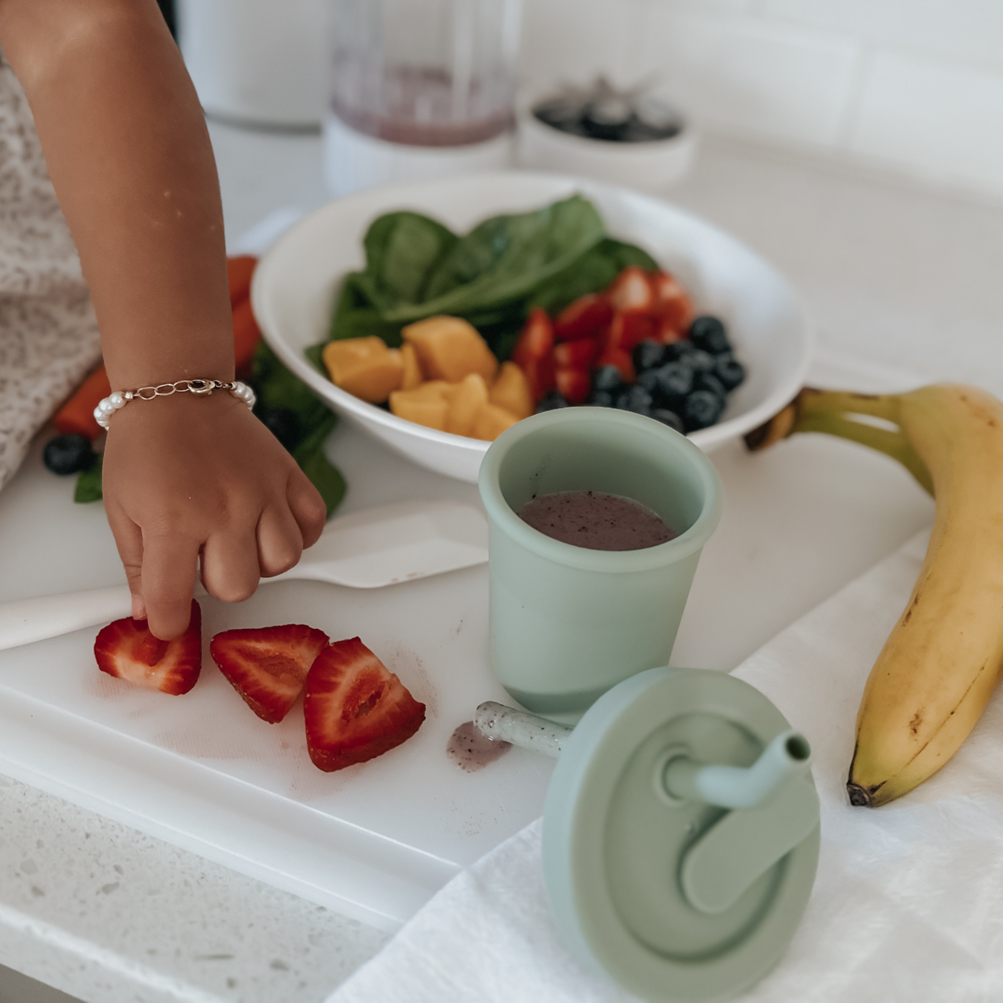 Maighan Distribution - Wholesale Drinking Glass/Cup - Kids & Baby - noüka Straw Cup 6 OZ - Lily Blue5