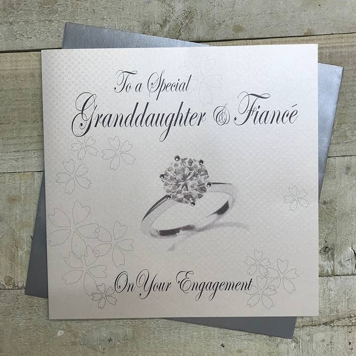 Granddaughter Engagement Card with Beautiful Ring for wholesale by White Cotton Cards