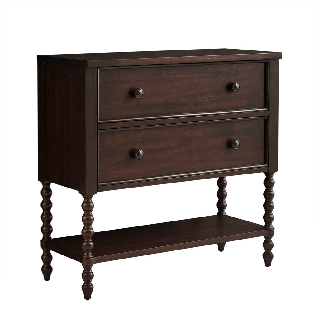 Olliix - Wholesale Cabinet - 2-Drawer Storage Accent Chest w/ Turned Legs, Morocco Brown2