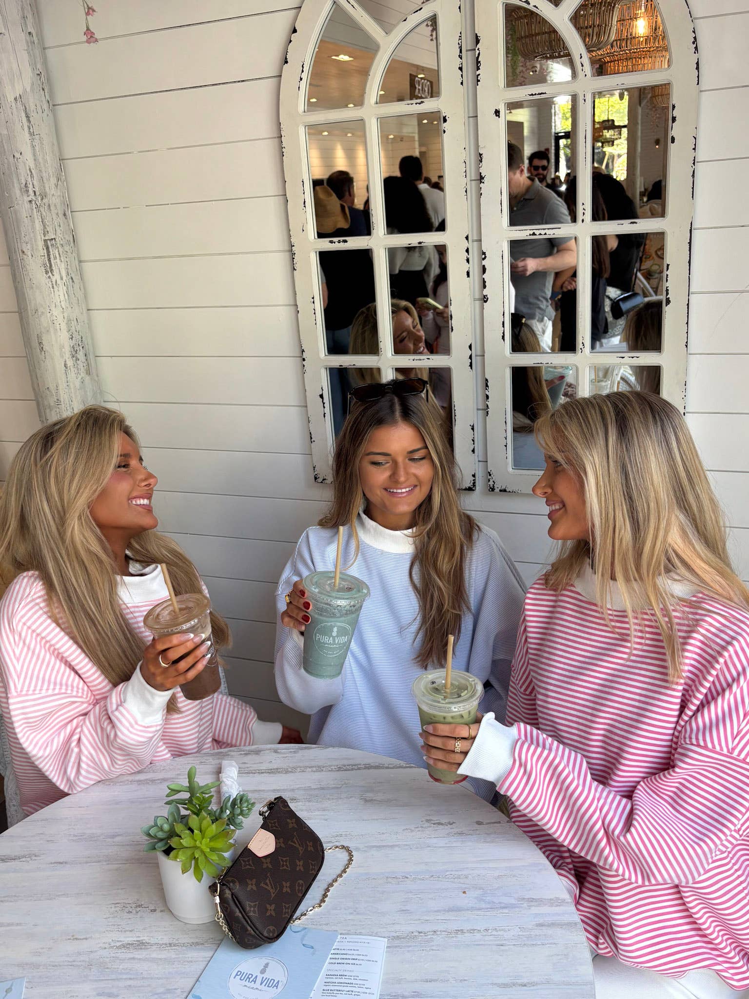 Blue and White Mini Striped Mockneck Sweatshirt for wholesale on Faire20