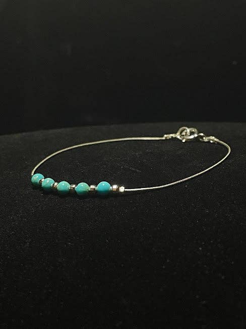 Bracelet en argent sterling perlé Southwest Turquoise pour la vente par Regul Silver