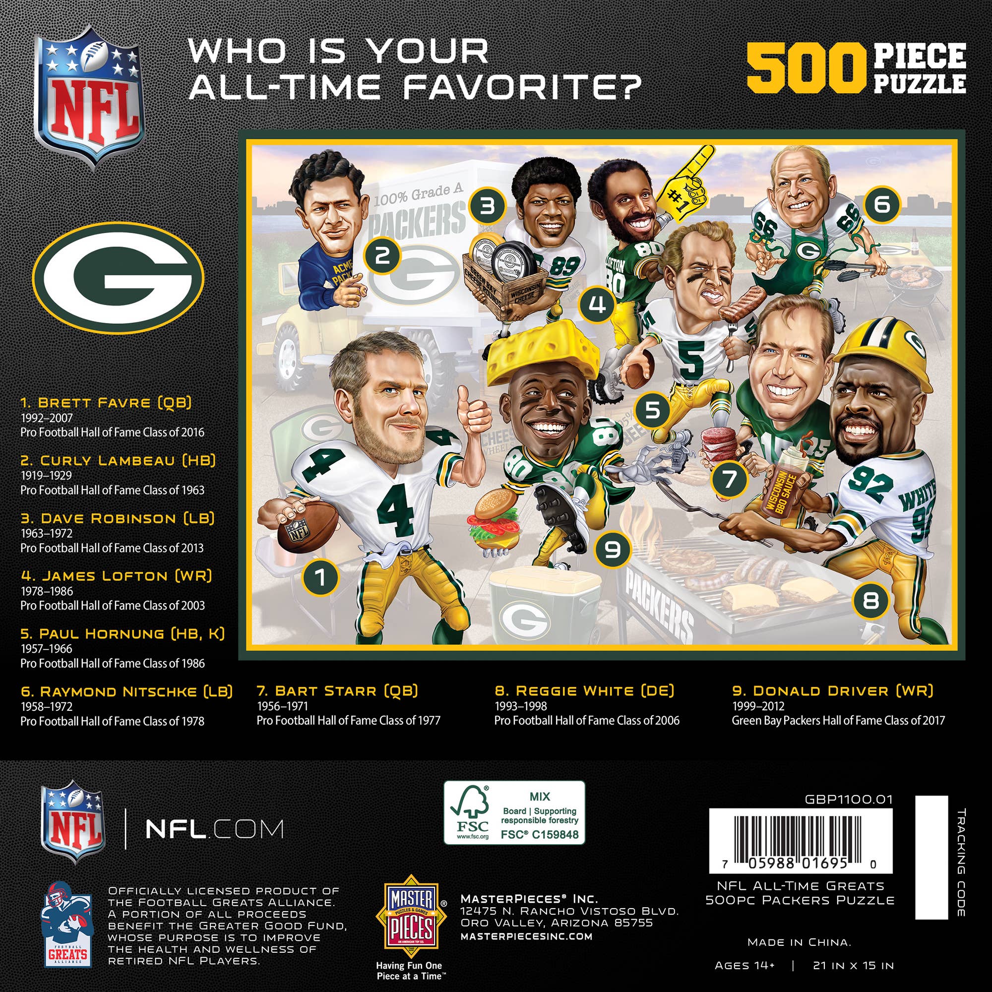 Masterpieces Puzzles - Wholesale Puzzle - Adult - Green Bay Packers - All Time Greats 500 Piece Puzzle2
