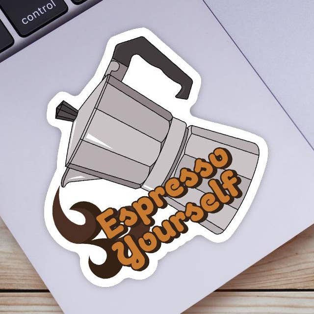 "Espresso Yourself" Coffee Sticker for wholesale by Big Moods