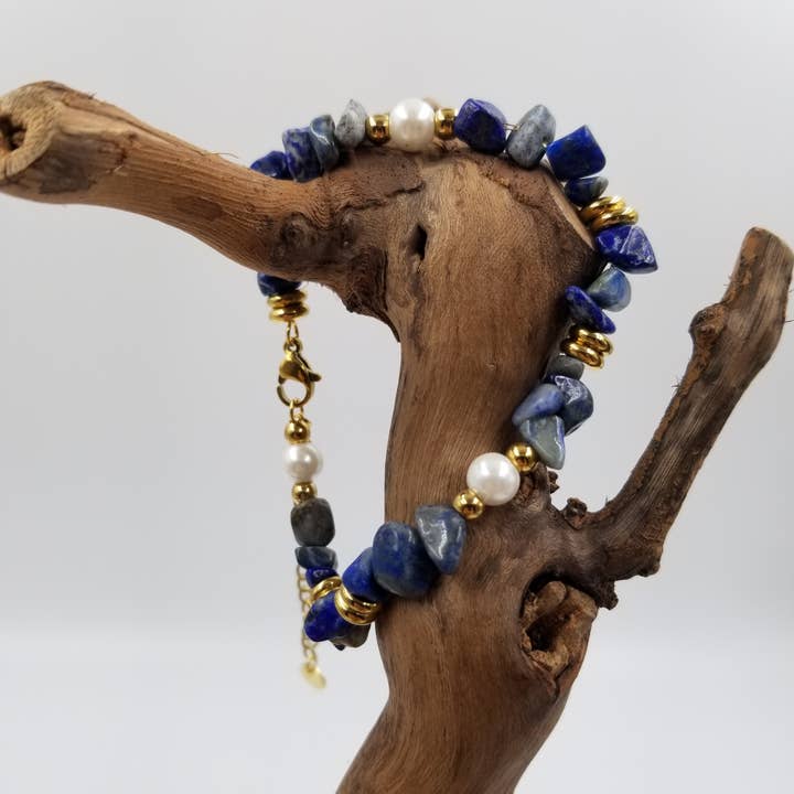 CHAKRA JEWELRY - Wholesale Beaded Bracelet - Natural Lapis Lazuli Ocean Bracelet