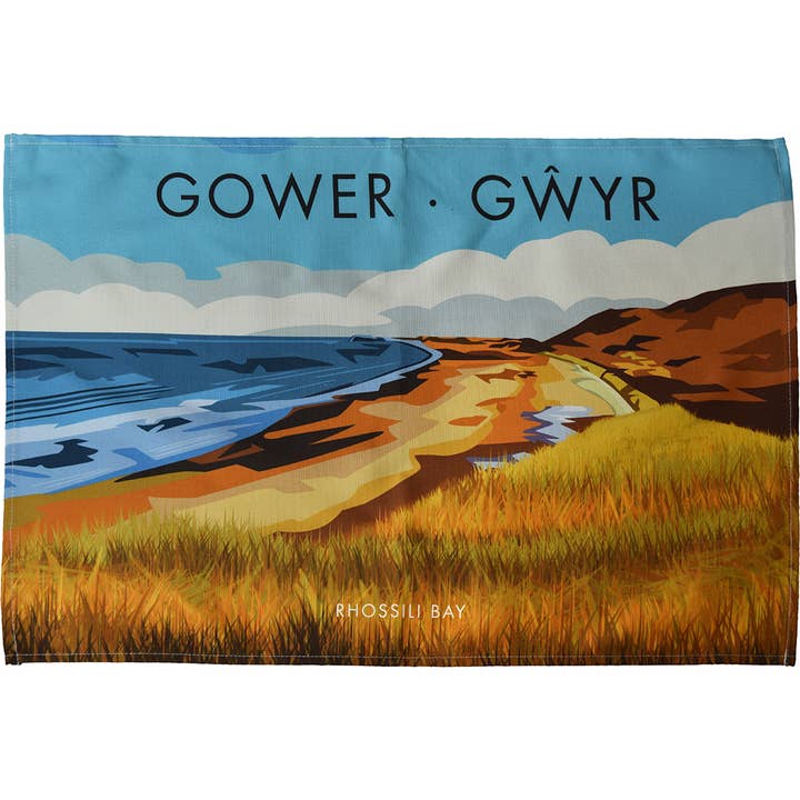 Gower - Rhossili Bay tea towel for wholesale by Town Towels