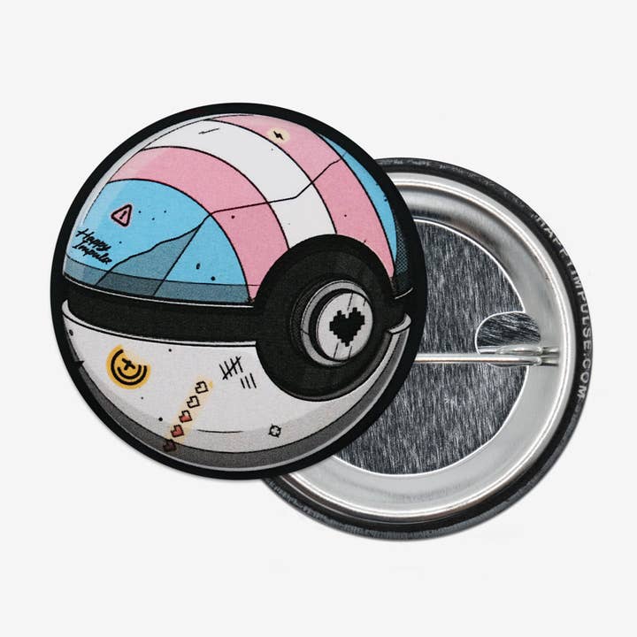 Trans Poke Ball - Button for wholesale by Happy Impulse