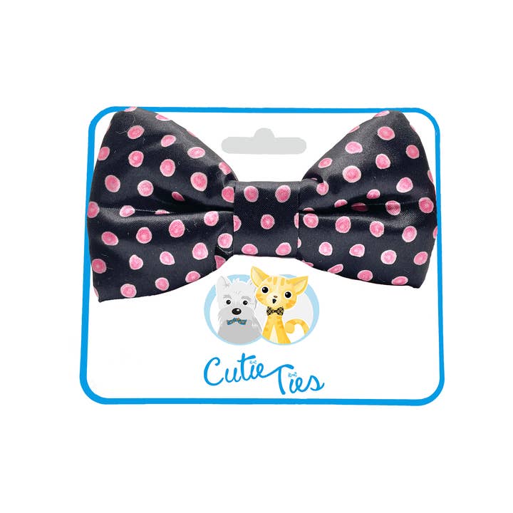 Cutie Ties - Venta al por mayor Pajarita - Perros - Pajarita perro lunares rosa y negro