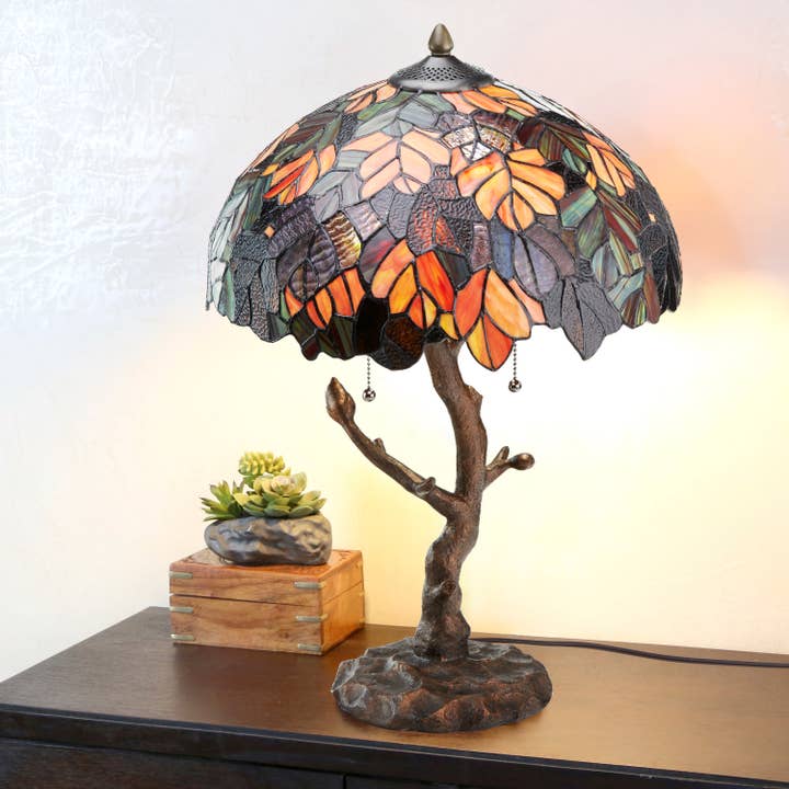 River of Goods - Wholesale Accent/Desk Lamp - 24.5"H Marvel Maple Tree Stained Glass Table Lamp