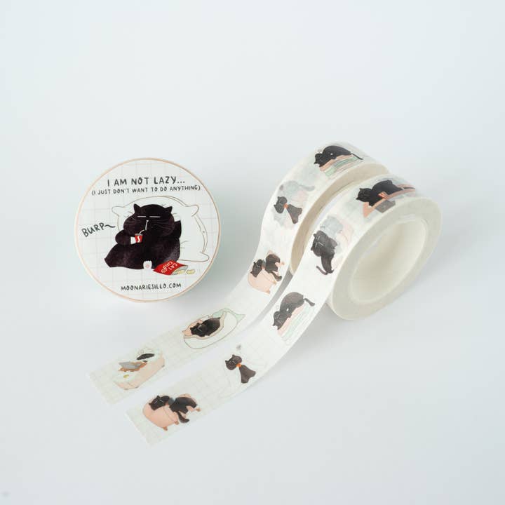 Moonaries illo - Wholesale Washi Tape - I am not lazy... funny black cat washi tape2