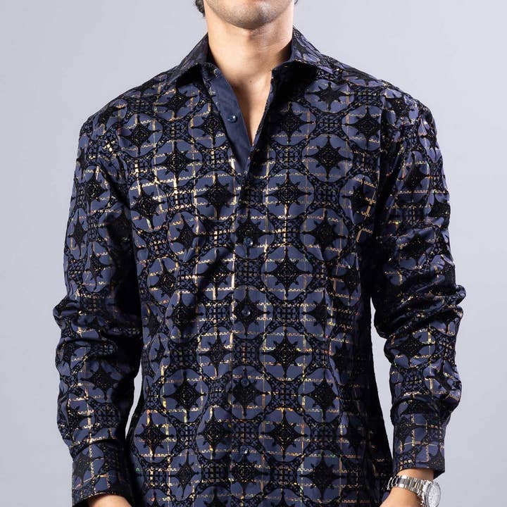 252220 - Navy Button Up Long Sleeve Dress Shirt and other Purchase Wholesale moda plus size. Free Returns & Net 60 Terms on Faire trending on Faire.