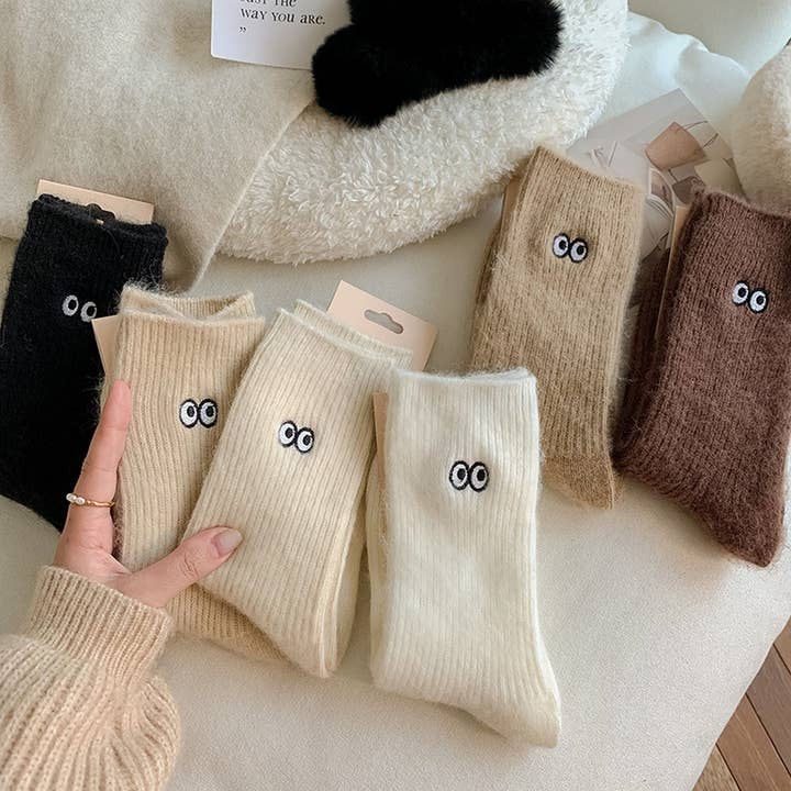 ACCITY - Wholesale Socks - Women's - Sweet Plush Socks Women Big Eyes Warm Slouch_CWMS028256