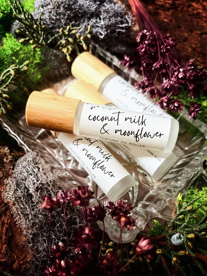 Coconut Milk & Moonflower Perfume Roller for wholesale by Camp Candles