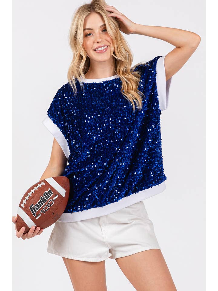 Purple Lava - Wholesale Blouse - Women's - GAMEDAY VELVET SEUQUIN TOP