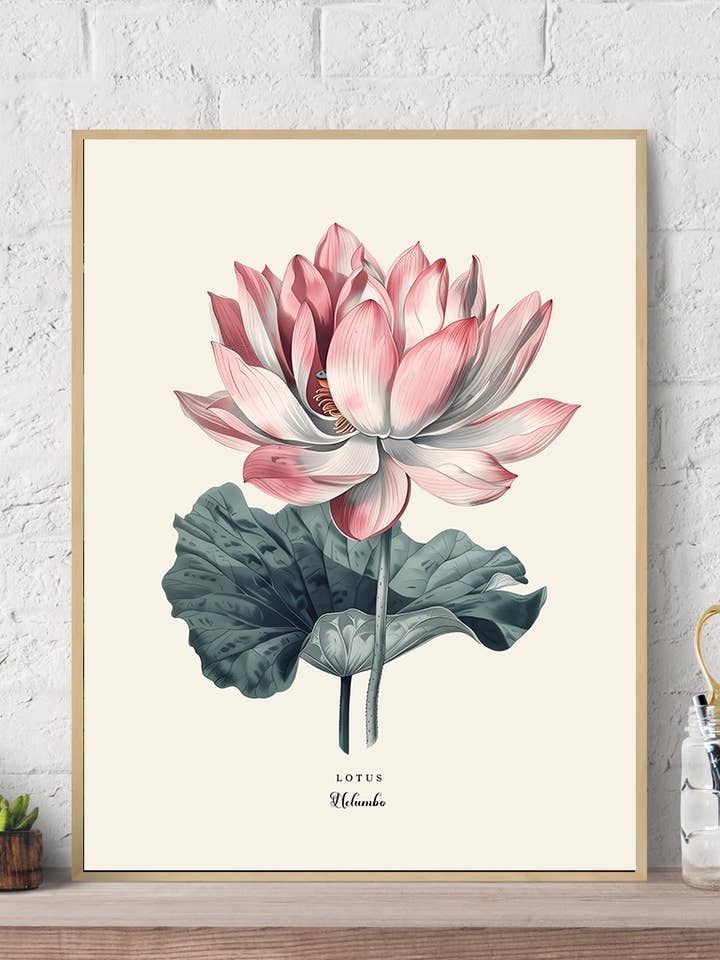 Vintage Lotus Canvas Wall Art Print for wholesale by Arttique - Artistry Canvas Prints