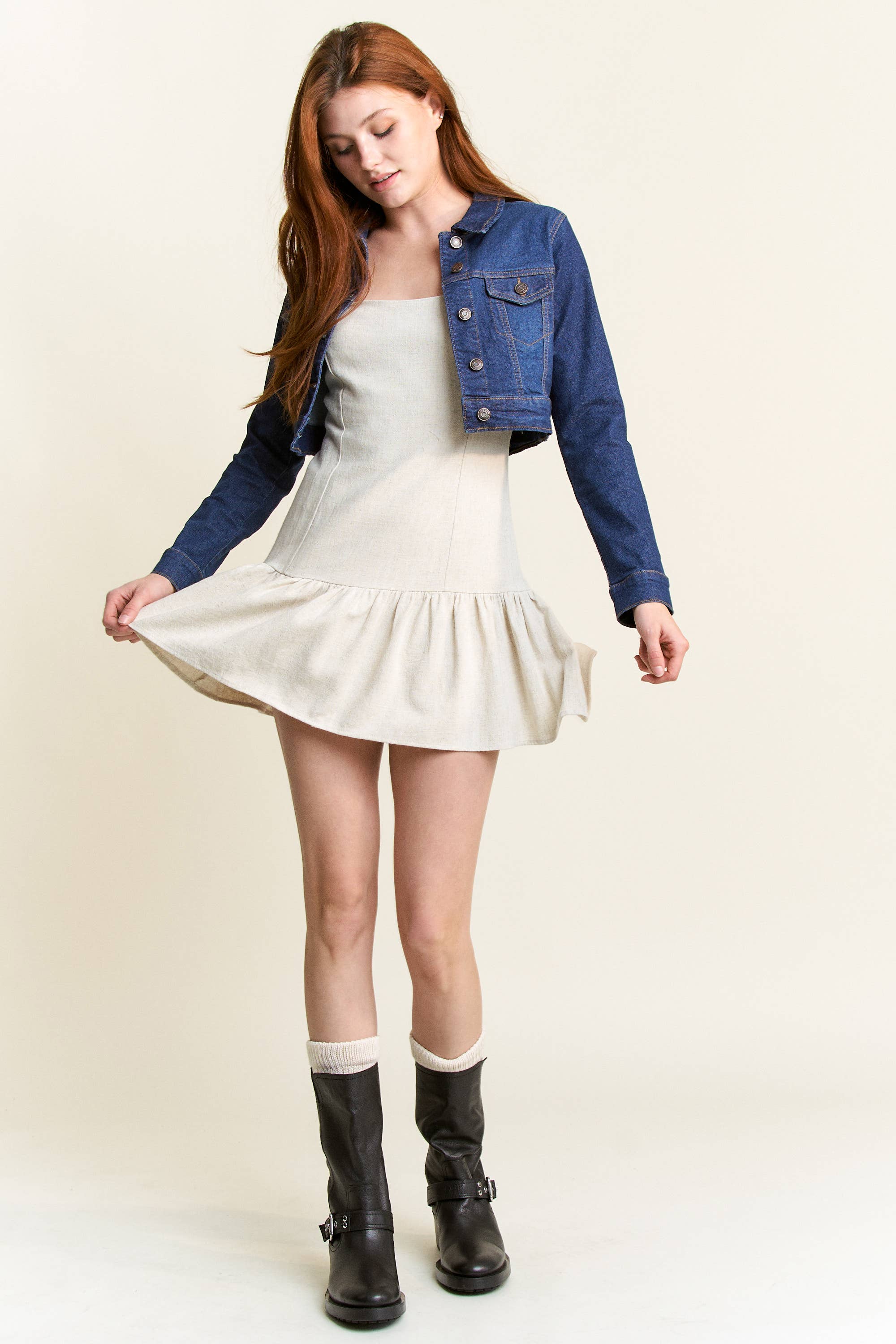 OSCURO PRE PACK Chaqueta Vaquera Básica Recortada EJ2056 de venta al por mayor en Faire6