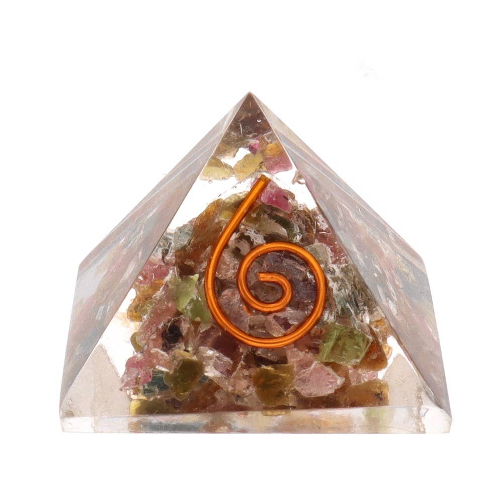 Vives de la Cortada S.L – wholesale Spiritual stone/crystal – Multicolor Tourmaline Orgonite Pyramid in Resin