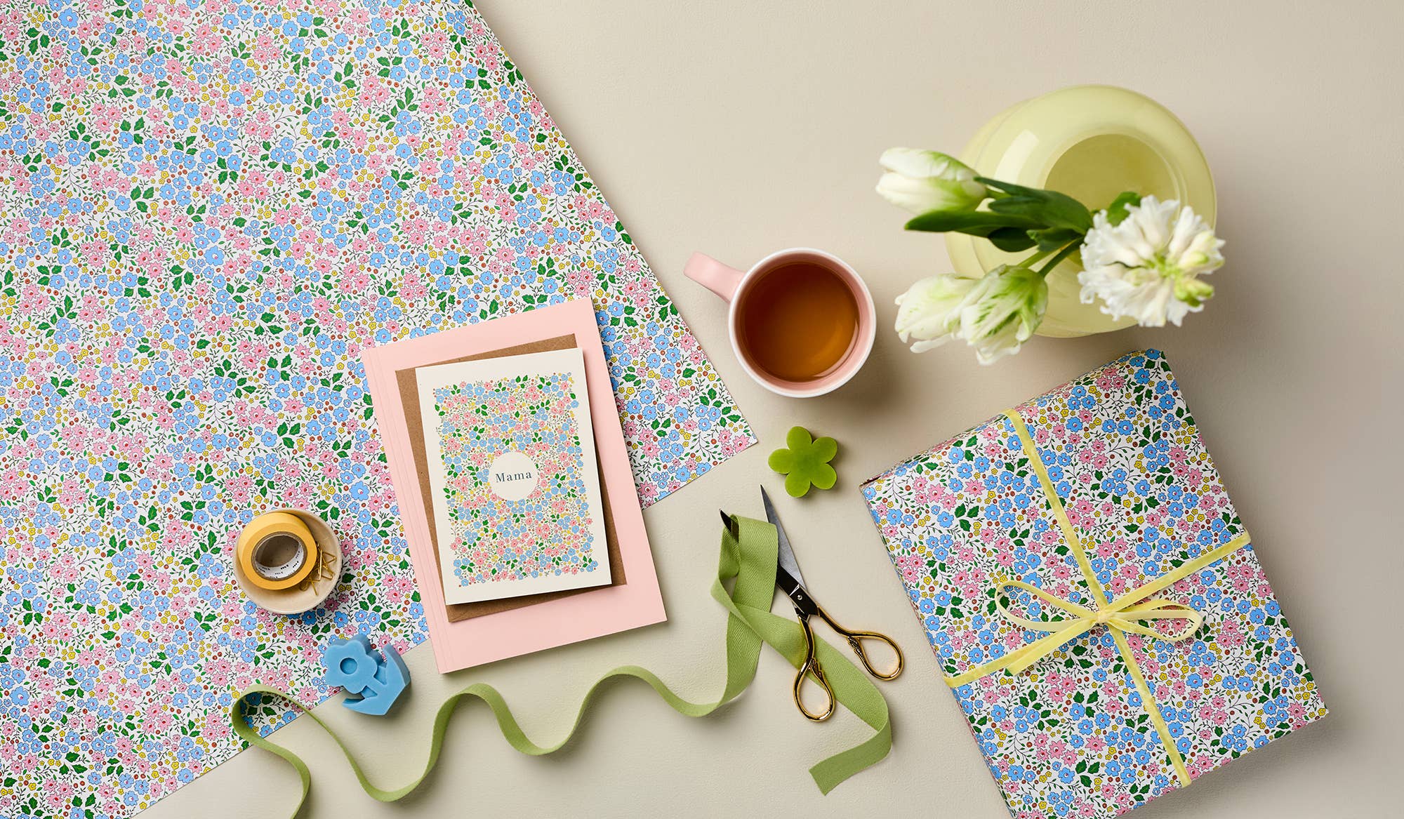 Lucy says I do - Wholesale Flat Wrap - Flourish in Spring – Hand-Drawn Floral Wrapping Paper1