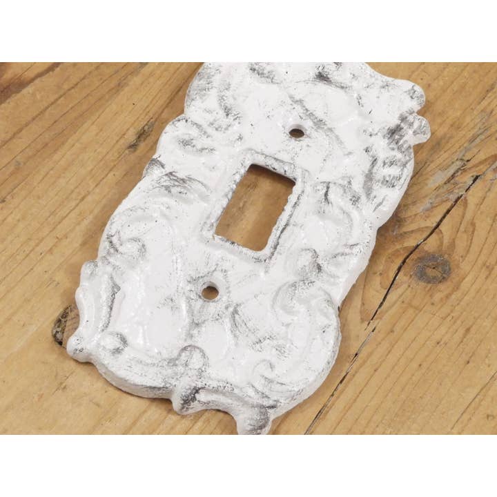 Midwest Craft House - Wholesale Light Switch Cover/Plate - CAST IRON DISTRESSED WHITE LIGHT SWITCH PLATE COVER