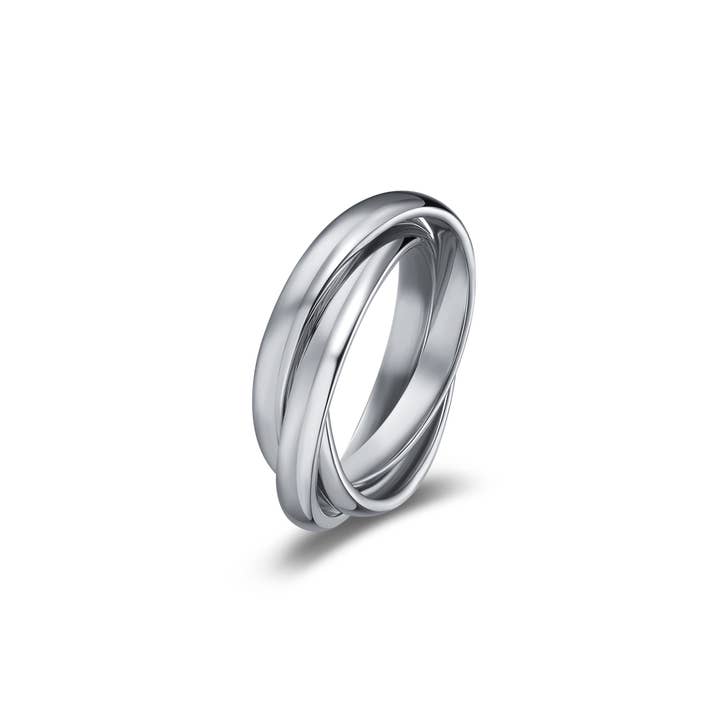 My Jewellery Story - Wholesale Band/Stacked Ring - Trinity Interlocking Ring Rhodium Plated|1-1104-R