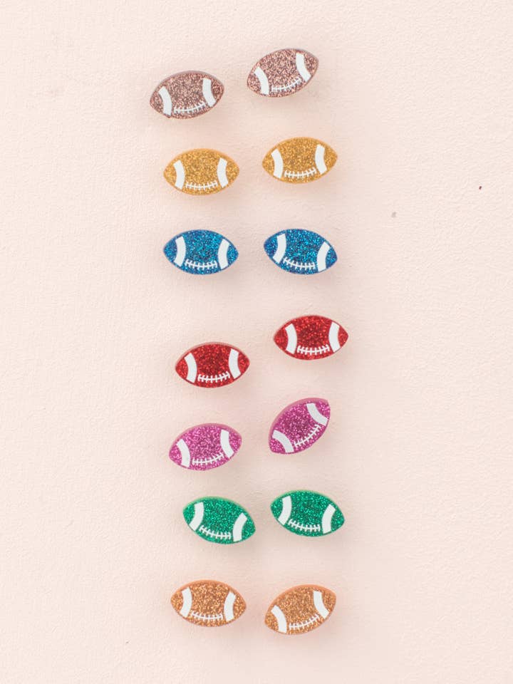 Game Day Glitter Acrylic Football Season Earrings for wholesale by Space 46 Wholesale