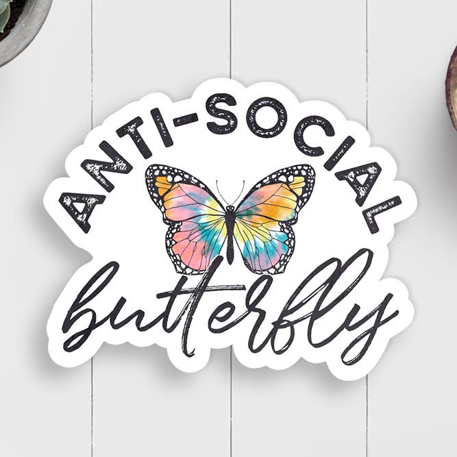 Expression Design Co - Wholesale Sticker - Anti-social Butterfly Vinyl Sticker0