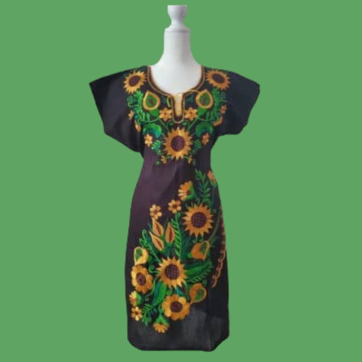 Vestidos mexicanos bordados | Quimono Vestidos Mexicanos Tradicionais | Vestido Mexicano Autêntico | Vestido Bordado Floral Vestido Tradicional Mexicano. Vestido mexicano artesanal Vestido de dama de Honra Mexicana Traje mexicano artesanal, vestidos étnicos mexicanos - Girassol por atacado de Puerta21