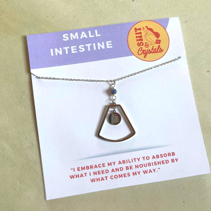 Colar de pingente emoldurado de intestino delgado + pedra por atacado de Shit & Crystals