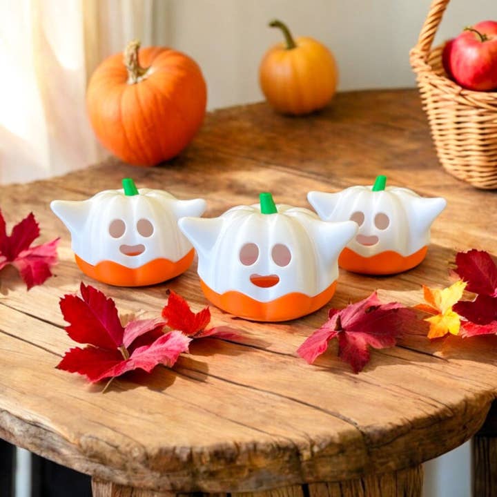 Der Krämer Factory - Wholesale Decorative Tabletop Object - Illuminated LED Halloween Pumpkin as Ghost | Halloween Decoration | Ghost Decoration4