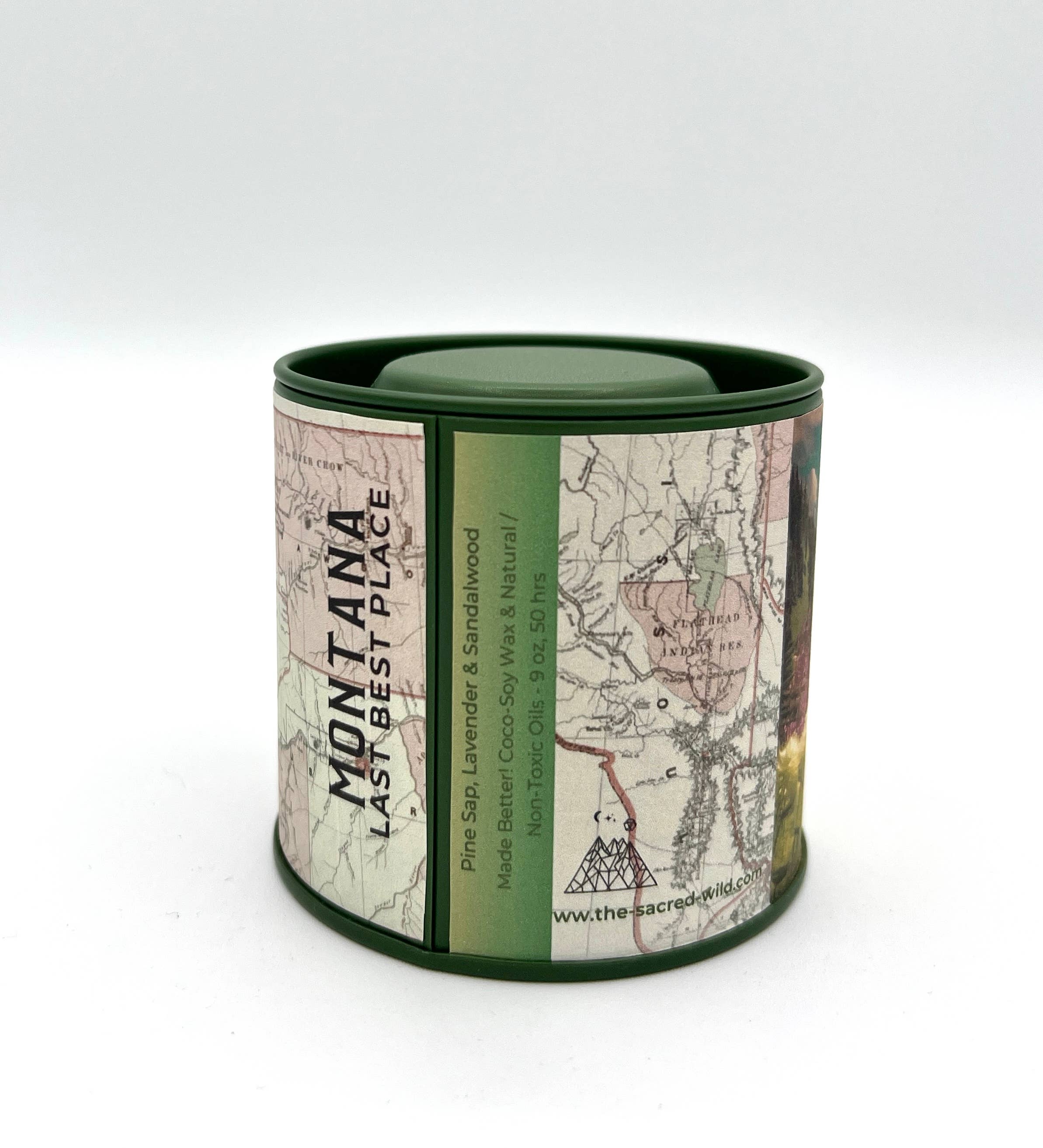 The Sacred Wild Candle Co - Vente Bougies de voyage - NOUVEAU ! Boîte de voyage avec carte vintage - MONTANA DERNIER MEILLEUR ENDROIT4