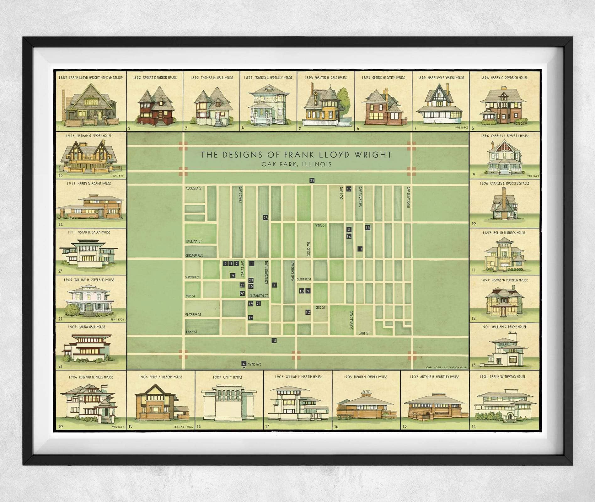 Wonder City Studio - Wholesale Art Print - Frank Lloyd Wright: Oak Park Designs Art Print2