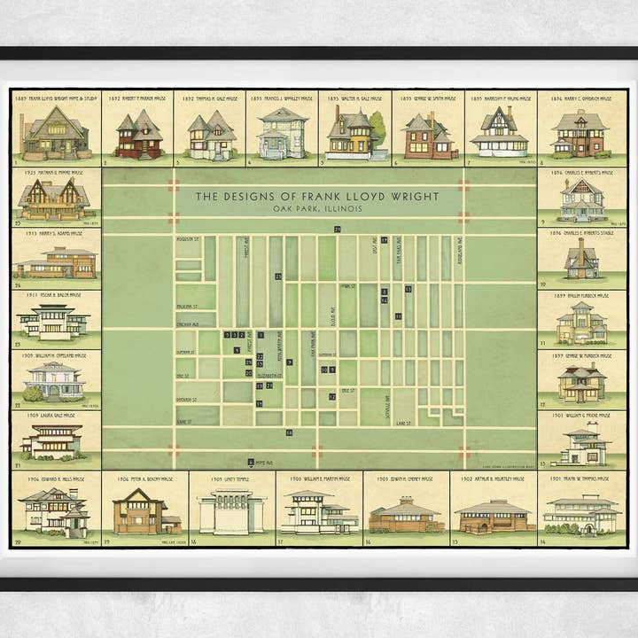 Wonder City Studio - Wholesale Art Print - Frank Lloyd Wright: Oak Park Designs Art Print2