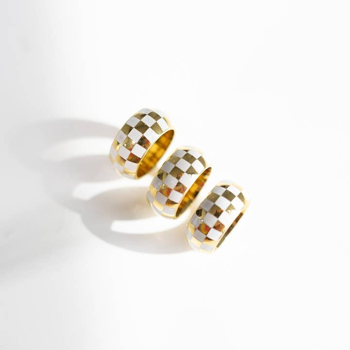 BELJOY - Wholesale Band/Stacked Ring - Ronnie Checker Ring || Choose Color3