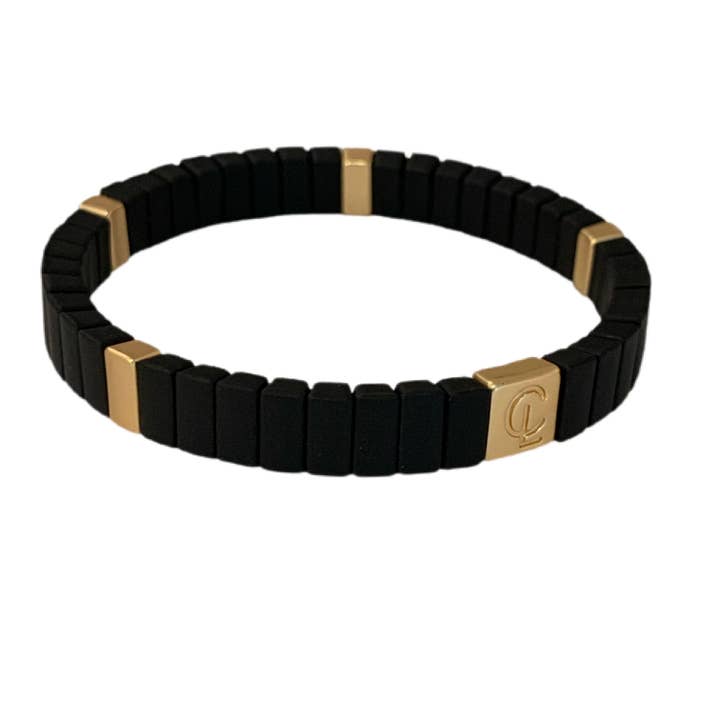Wholesale Tile Mini Bar Bracelet - Matte Black for wholesale by Caryn Lawn