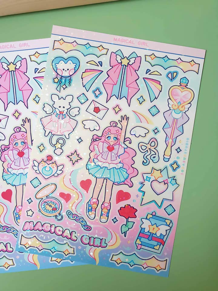 Magical Girl Sticker Sheet for wholesale by Coy Apricot