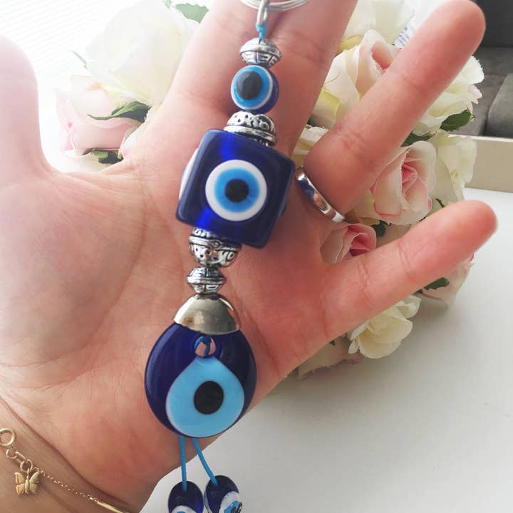 Evileyefavor – wholesale Nyckelringar - Dam – Onda ögat nyckelring, Square Evil Eye pärlor, Evil Eye nyckelring, Onda ögat väska Charm5