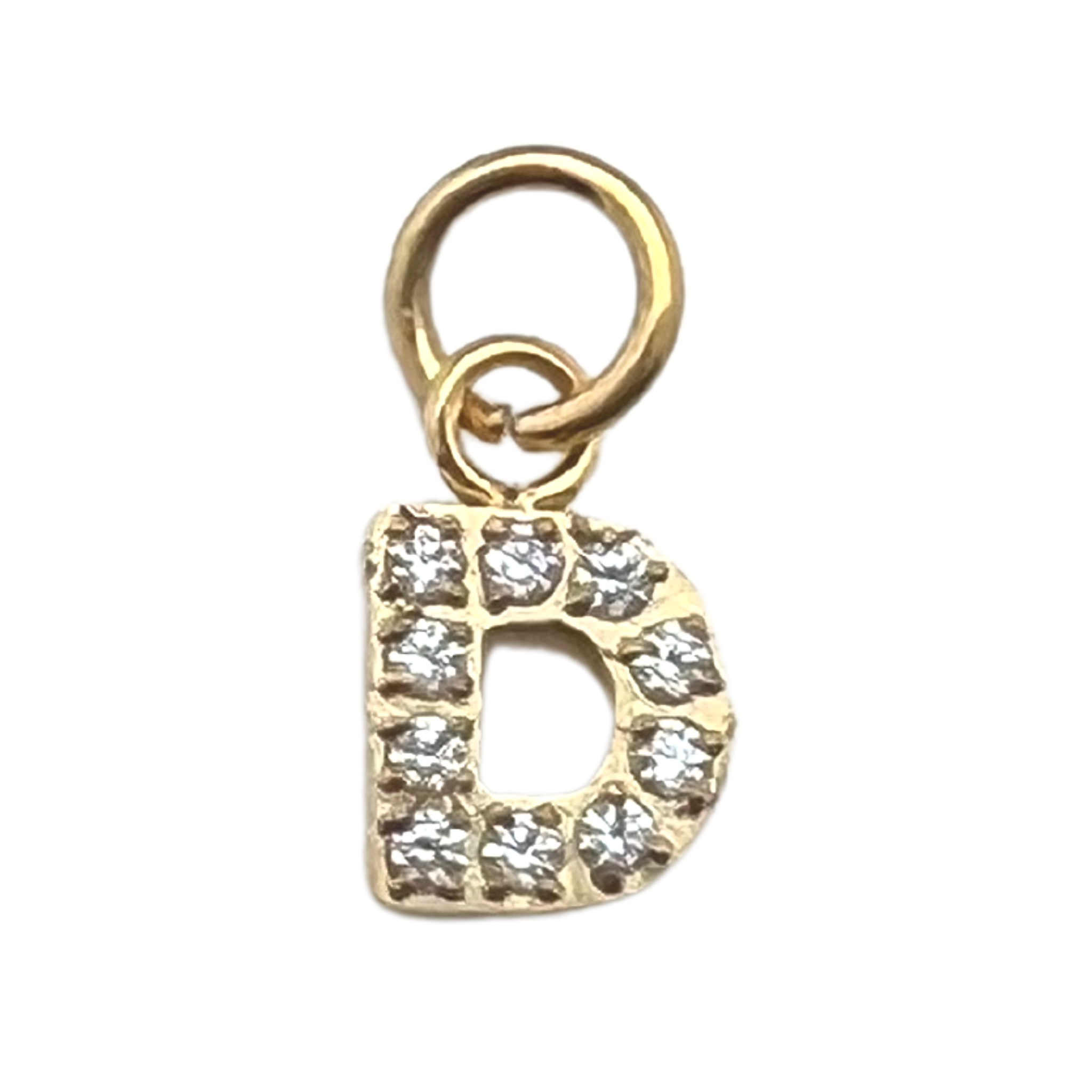 WJW – wholesale Individual charm/pendant – Gold Pavé Set CZ Initial Letter Charms10