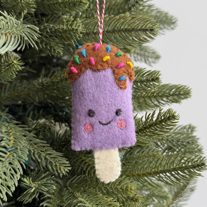 Smiling Popsicle Felt Wool Christmas Ornament for wholesale by Ornaments 4 Orphans