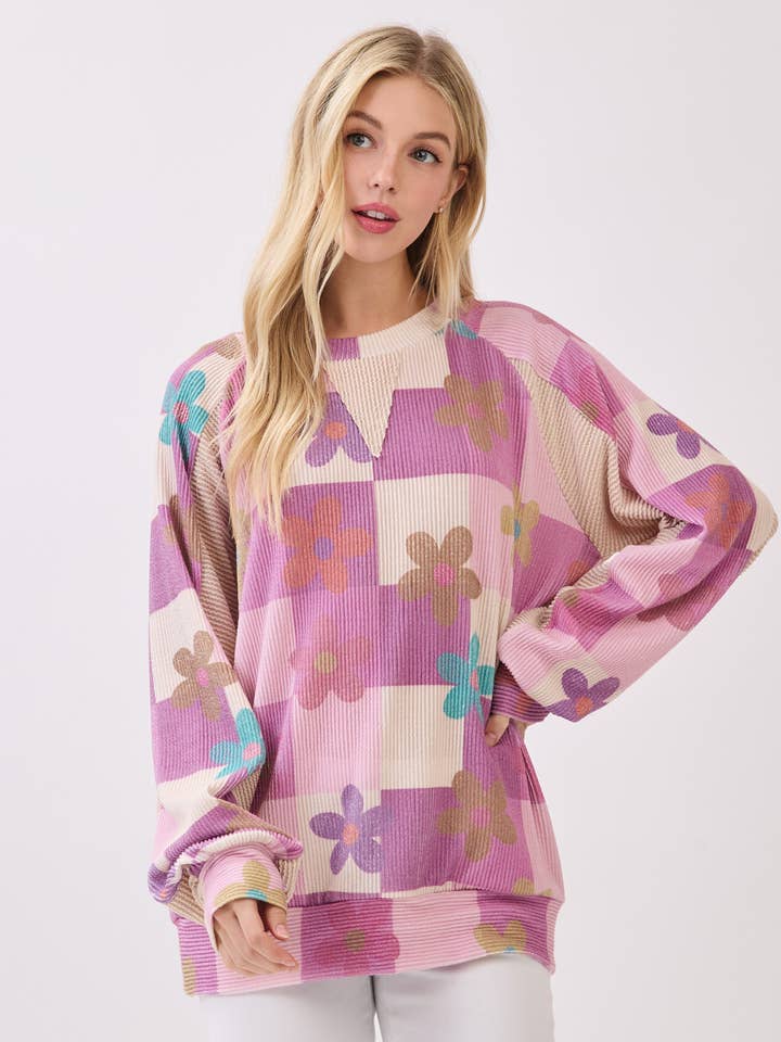 Pull à Côtes à Motif Floral TL2068 pour la vente par BOMBOM