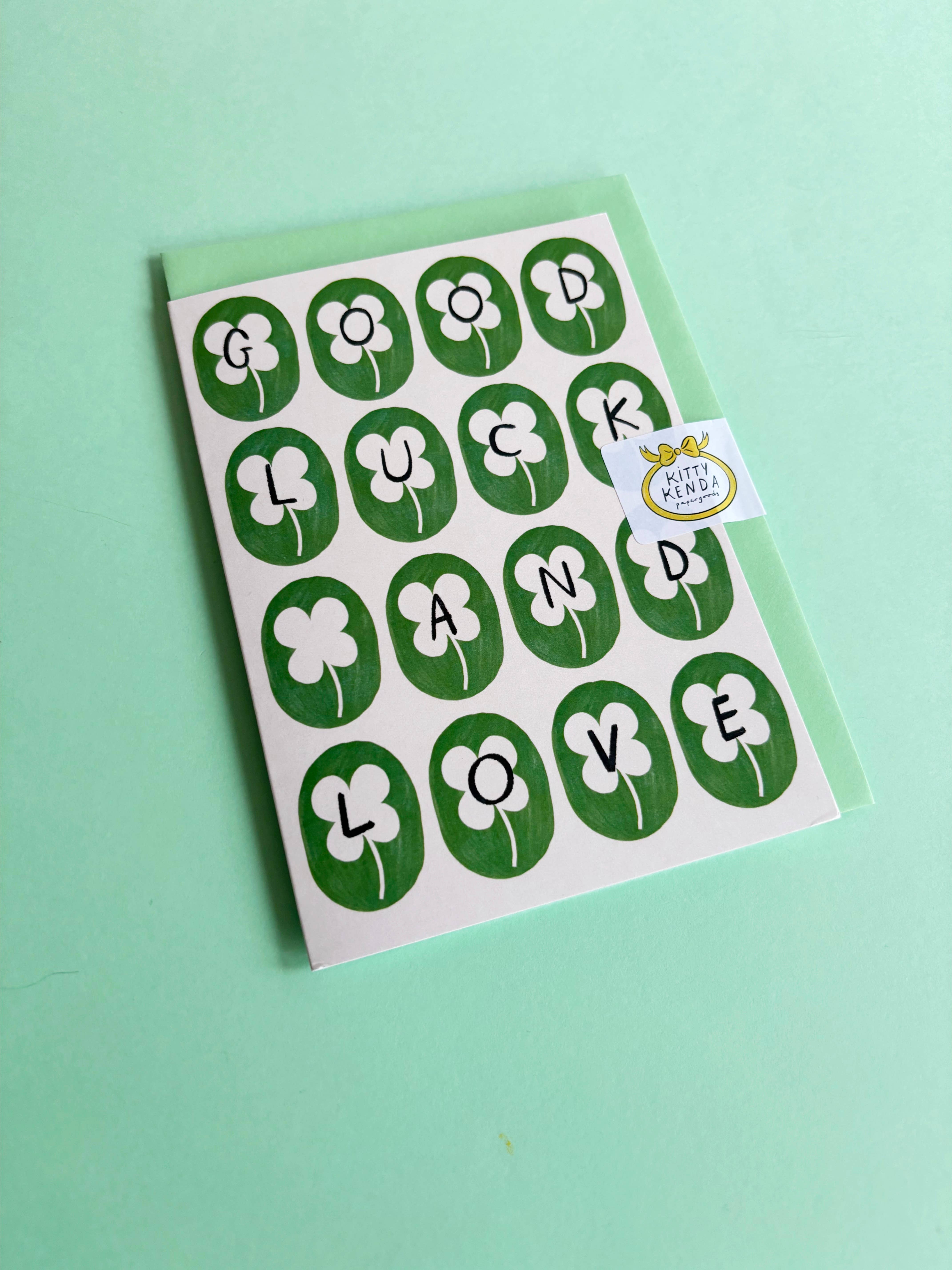 Kitty Kenda Papergoods – wholesale Love card – Good Luck And Love Eco Greeting Card1